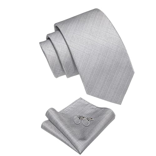 Image of YourTies Striped Ties for Men Classic Woven Silk Necktie with Handkerchief Cufflinks Set Formal Business Party Wedding