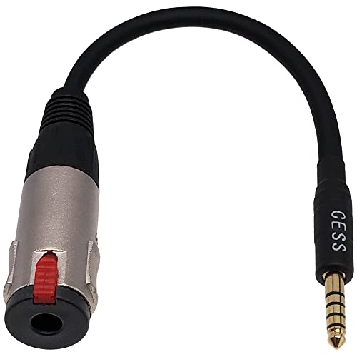 CESS-267 4.4mm Male Plug to Locking Type 6.35mm 1/4 Inch TRS Female Jack Adapter Cable for Headphones, MP3, DAC, Music Player, Amplifier – 6-Inch Shielded Low-Noise Cable