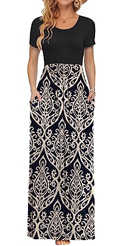 Image of AUSELILY Women's Classic Short Sleeve Loose Plain Casual Long Maxi Dresses for Women 2026