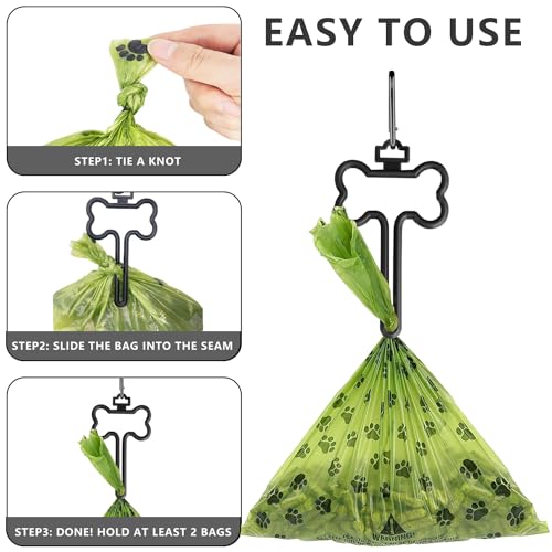 Image of Dog Poop Bag Holder for Leash, Durable Leather Dog Poop Bag Dispenser with Carabiner and Waste Bag Holder, Dog Waste Bag Holder Fits Most Doggie Poop Bags, Brown