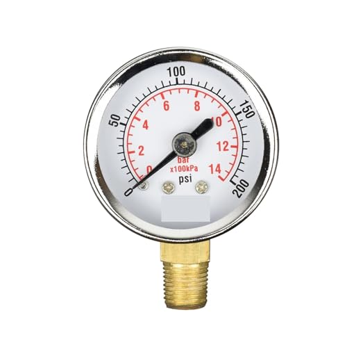 Manomètre 1-1/2 inférieur 200 PSI avec boîtier en acier chromé et raccord 1/8 NPT