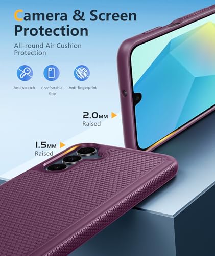Image of FNTCASE for Galaxy A17 /A16 5G Phone Case - Samsung A17 Military Grade Drop Protection, 14ft Drop Tested, Screen Protector Included, Anti-Slip Textured, TPU+PC Dual Layer Shockproof Cover (Burgundy)