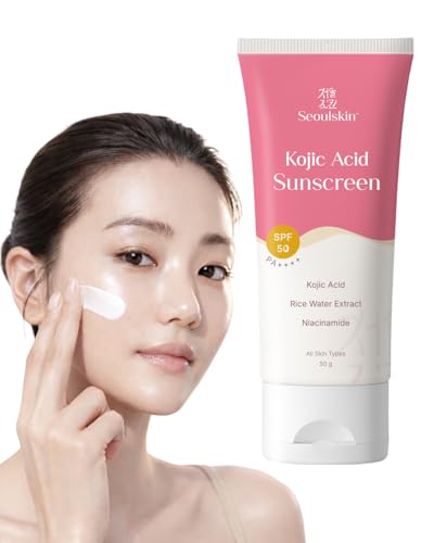 Image of Seoulskin Kojic Acid Sunscreen SPF 50 PA ++++ | Helps Fade Dark Spots & Pigmentation | Non - Sticky & Non- Greasy | No White Cast | Broad Spectrum UVA & UVB Protection | All Skin Types | For Men & Women | Lightweight Korean Sunscreen | 50 g
