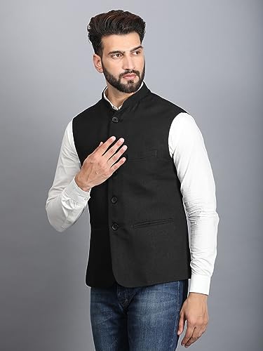 Image of Ethluxis Men's Designer Solid Nehru Jacket /Waist Coat /Bandhgala
