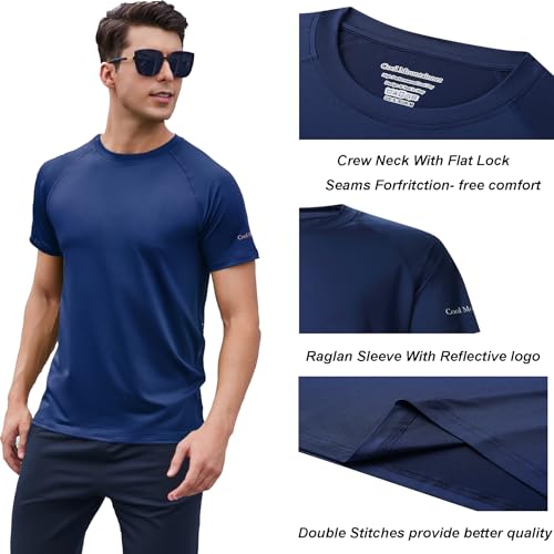 Men's T Shirt Short Sleeve Rash Guard Sun Protection Dry Fit Athletic Running Workout Swim Fishing T Shirts Top for Men3
