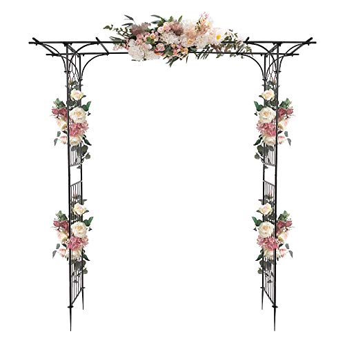 Bonnlo Rosenbogen aus Metall, Stabil Wetterfest Rankhilfe aus Pulverbeschichtetem Stahl, Rankgitter für Garten, Rosen,Plantzen,206 x 40,5 x 208cm/Schwarz (Flachdach) (Modern) Bonnlo Rosenbogen aus Metall, Stabil Wetterfest Rankhilfe aus Pulverbeschichtetem Stahl, Rankgitter für Garten, Rosen,Plantzen,206 x 40,5 x 208cm/Schwarz (Flachdach) (Modern)