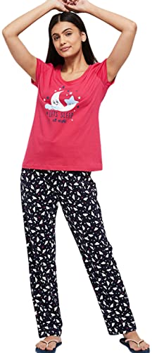 Image of Max Women Cotton Wo Printed Regular Fit Loungewear T-Shirt and Pyjamas