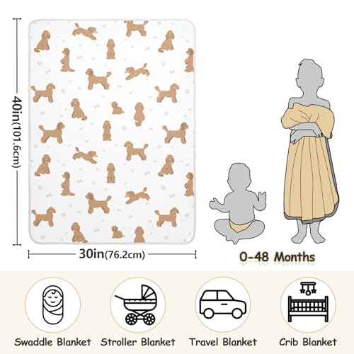 Image of Medium Poodle Baby Swaddle Blanket for Boys and Girls, Muslin Baby Receiving Swaddle Blanket, Soft Cotton Nursery Swaddling Blankets for Newborn Toddler Infant