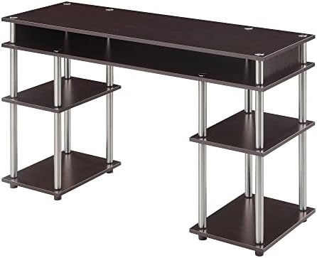 Convenience Concepts Designs2Go No Tools Student Shelves Desk, (L) 47.25 in. x (W) 15.75 in. x (H) 30 in, Espresso
