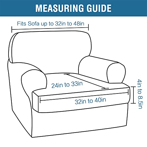 Sofa Cover 2 Piece T Cushion Armchair Slipcovers Thick Velvet Couch Cover Furniture Protector Stretch T Cushion Sofa Covers For 1 Cushion Couch With 1 Individual T Cushion Covers Washable, Black #TOP1