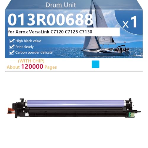 Image of 013R00688 Drum Unit with Chip, High-Capacity Toner Cartridge for Xerox VersaLink C7120 C7125 C7130 Printers,Cyan-1 pack