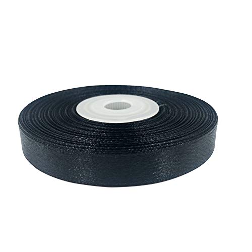 Solid Color Double Faced Black Satin Ribbon 1/2" X 25 Yards, Ribbons Perfect For Crafts, Wedding Decor, Bow Making, Sewing, Gift Package Wrapping And More #TOP1