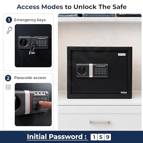 Image of Plantex 34 Ltr. Safe Locker For Home /Digital Locker /Electronic Safety Locker with Master & User Dual Code Access with Emergency Key /2 Years Warranty By Plantex (Black)