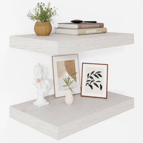 Vivelove Deep Floating Shelves for Wall 16x12” Set of 2, White Birch
