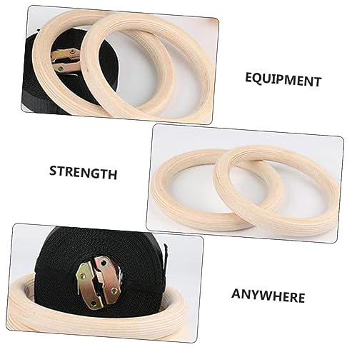 Anillas gimnasia 4.5 m con correas premium madera natural miniatura 2