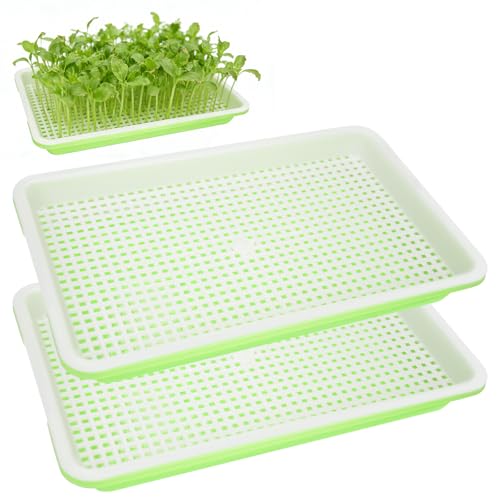 PWGHWG 2 Stück Kresse Anzuchtschalen Microgreens Keimschalen für Sprossen Anzuchtset Keimschale Katzengras Samen 22 × 14 cm