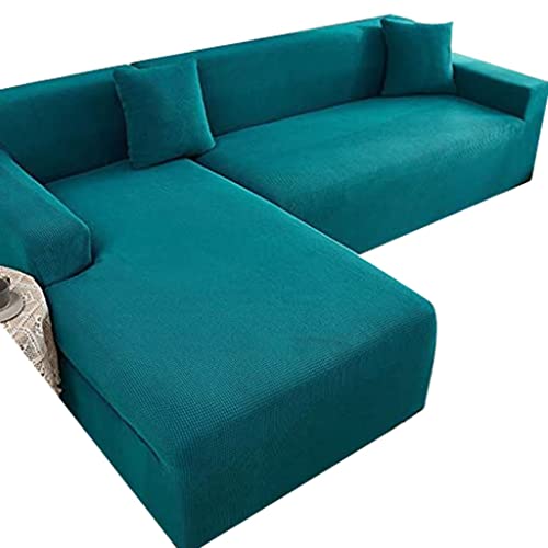 伸縮性のあるL字型ソファカバー 1/2/3/4人掛けソファ用 汚れ防止ソファプロテクター 伸縮性のあるソファスリップカバー 調節可能なセクショナルソファカバー (色: アイボリー サイズ: 235 300cm)