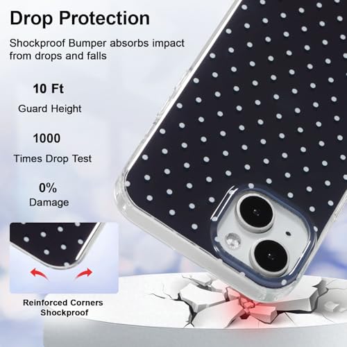 Coque iPhone 15 Plus et 14 Plus en silicone noir à pois