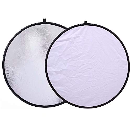 Konseen 2-in-1 Round Collapsible Light Reflector 32/80cm Silver/White Portable Photography Studio Reflector with a Carrying Bag
