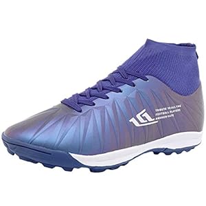 Kinderen Voetbalschoenen, Hoge Voetbalschoenen Tieners Antislip Casual Outdoor Fitness Sneakers Voor Jongens Meisjes,Blue,35EU