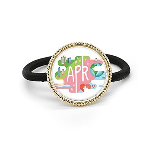 Abril Mes temporada Ilustración plata Metal pelo corbata y goma banda tocado