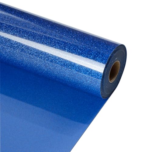 RENLITONG Royal Blue Glitter HTV Heat Transfer Vinyl Rolls - 12 Inch x 20ft Glitter Iron on Vinyl for T-Shirt and Silhouette Easy to Cut & Weed for Heat Transfer Design