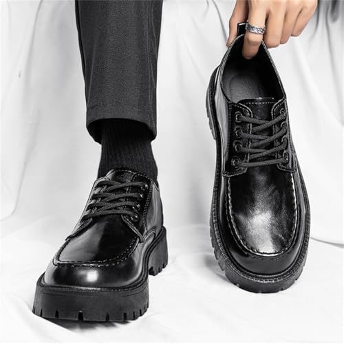 Men's Patent Leather Platform Lace Up Oxford Shoes Classic Round Toe Log Sole Tuxedo Shoes Business Casual Formal Work Shoes4