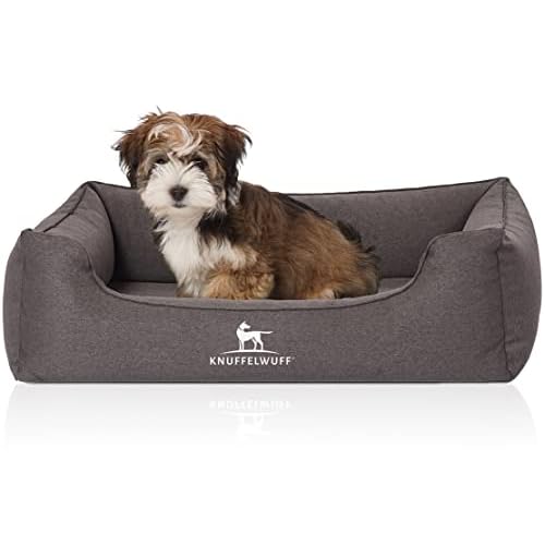 Knuffelwuff Orthopädisches Hundebett Leano Hundekorb Hundesofa Hundekissen Hundekörbchen waschbar Schwarz M-L 85 x 63cm