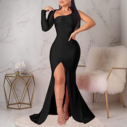 TICBRY Women's Sexy Elegant One Shoulder Backless Floor Length Long Maxi Dress2
