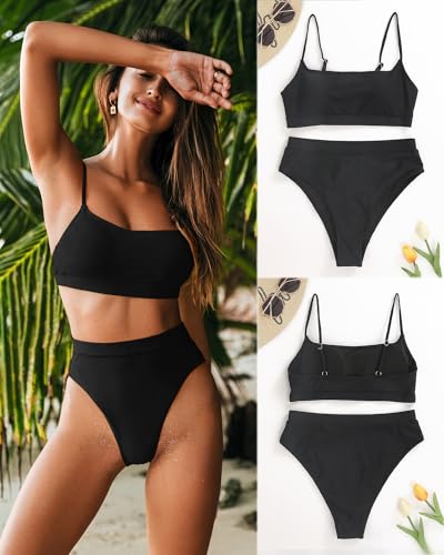 MELYUM High Waisted Bikini Sets for Women Two Piece Swimsuit Tummy Control Bathing Suit Cheeky Bottoms Push Up Top 6