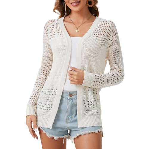 QIANSIQIANBO Womens Crochet Summer Cardigan Sweaters Open Front