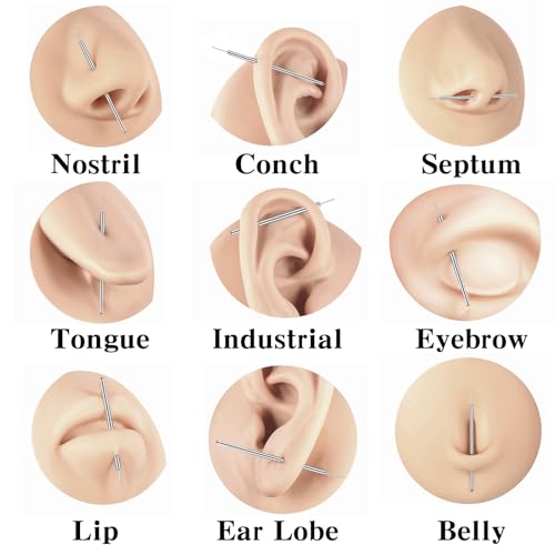 Telooco 5 Stück Piercing Taper 16G 18G Piercing Needle Ersatzwerkzeug Körperkegel Piercings Einführhilfe Edelstahl Set Selber Stechen Piercings Einfädler Werkzeug für Ohr Nase Lippen Bauchnabel