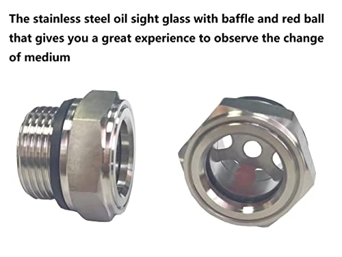 Air Compressor Oil Sight Glass 3/4'' Bsp Male Hex Head Stainless Steel Oil Sight Glass Liquid Level Gauge Oil Indicator Window For Gearbox Fittings Hydraulic Tank Sight Glass(3/4'' Bsp Male) #TOP4