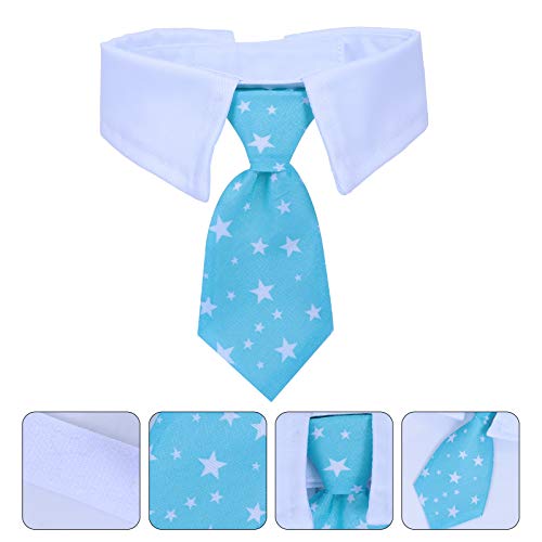 Cachorro de estimação vestido com coleira falsa gravata estrela de cinco pontas (CW12 azul)