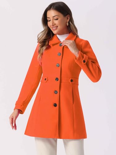 Image of Allegra K Women's Winter Classic Overcoat with Pockets Single Breasted Coat | Soft pea coat, Fully lined outerwear, Trendy, Fall office peacoat, Warm casual holiday everyday wear,