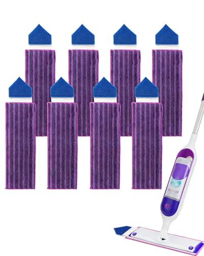 KEEPOW Power Mop Pads with Extra Scrubbing Pads Compatible with Swiffer PowerMop Refills Microfiber Wet Mops Refill Reusable Power Mop Pads Refill Deep Cleaning Hard Floor Mop Pads Replacement 8PCS