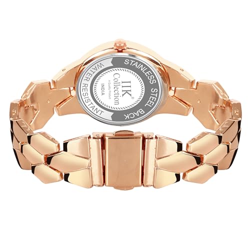 Image of IIK COLLECTION Watch for Women Round Dial |Analogue Quartz Movemnet Ladies Watch|Long Battery Life|Stainless Steel Adjustable Bracelet Chain Strap|Fancy Clasp Safety Watch for Woman