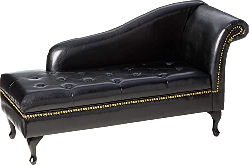 Image of Lazy Couch and Reclining Sofa /Recliner Chaise Longue /Fabric recliners /for Bedroom /Living Room /Office Reception Recliner Lounge Sofa and Armchair (Black Leatherette 1)