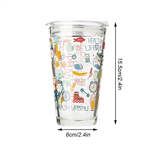 Vasos de Cristal, Tazas de Beber con Tapa, Vaso Leche con Tapa Niños, Transparente con Taza de Leche Resistente al Calor… - Imagen 3