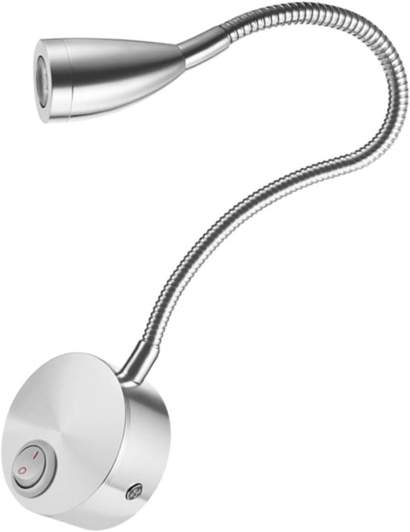 VILLCASE 360Degree Rotating LED Gooseneck Wall Lamp Flexible Bedside Reading Light with White Switch High Gloss Base Warm White Light for Easy Operation and Use