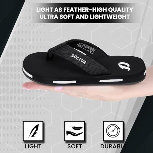 Image of DOCTOR EXTRA SOFT Men's Classic TPR Slippers with Cushion FootBed for Adult| Comfortabl &Light Weight|Stylish & Anti-Skid|Orthopedic Casual Durable Waterproof Everyday Dr.Flip Flops Gents & Boys D-35