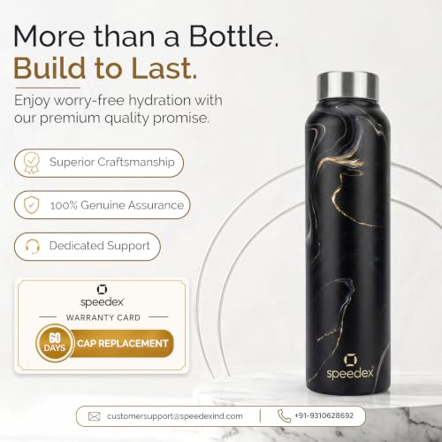 Image of Speedex Stainless Steel Printed Water Bottle 1 Ltr 1000 ml, BIS Approved, Leak Proof Screw Cap Bottle for Office, School, Travel, Daily Use for Men, Women, Kids, Adults, Gold Mine, Set of 3
