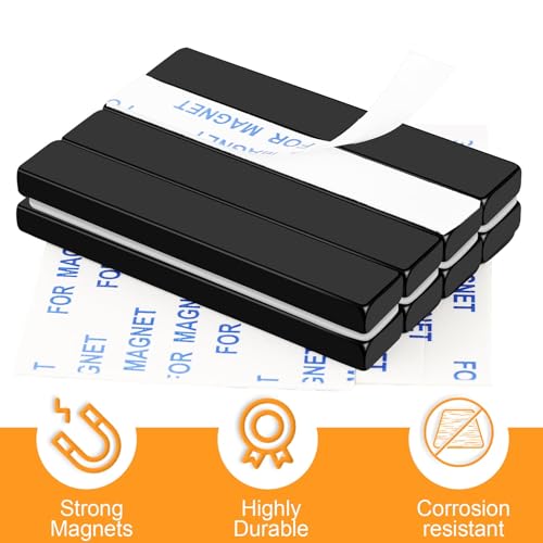 Image of MIKEDE Black Magnets, 30 Pack Strong Neodymium Magnet Bar, Heavy Duty Rare Earth with Adhesive Backing, Powerful Bar for Crafts Kitchen DIY Science Office - 2.36 x 0.39 x 0.2in