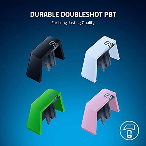 Razer PBT Keycap + Coiled Cable Upgrade Set: Durable Doubleshot PBT - Universal Compatibility - Keycap Removal Tool & Stabilizers - Tactically Coiled & Designed - Braided Fiber Cable - Green