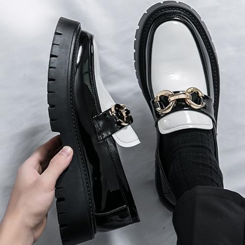 Men's Patent Leather Chunky Platform Penny Loafers with Metal Decoration Slip-On Lug Sole Dress Business Work Shoes Daily Non-Slip Shock Absorbing Casual Shoes4