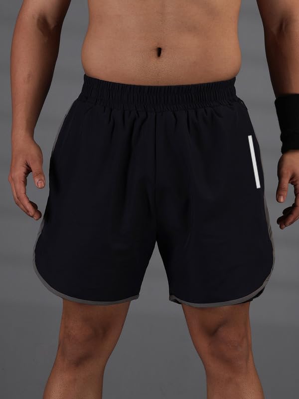 Image of CHKOKKO Double Layered Gym Shorts for Men Workout | Compression Inner Layer with Pockets Across Inner Outer and Back | Dry Fit Sports Athletic wear for Running Jogging or Training