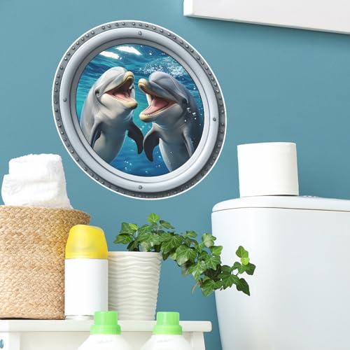 Vinilo Decorativo Achang Delfines 3D Para Pared miniatura 4