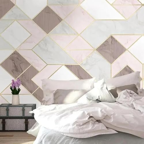 Papier peint 3D géométrique rose abstrait pour masquer un mur terne