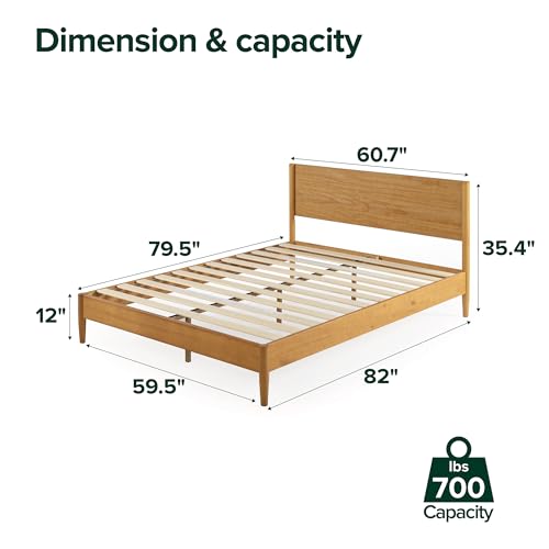 Image of Zinus Allen Mid Century Wood Platform Bed Frame, Solid Wood Foundation, Wood Slat Support, No Box Spring Needed, Easy Assembly, Queen