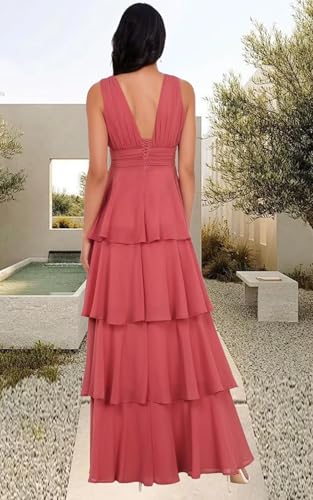 Tiered Ruffles Bridesmaid Dresses for Women 2025 Long Chiffon Ruffle A Line Formal Evening Dresses2